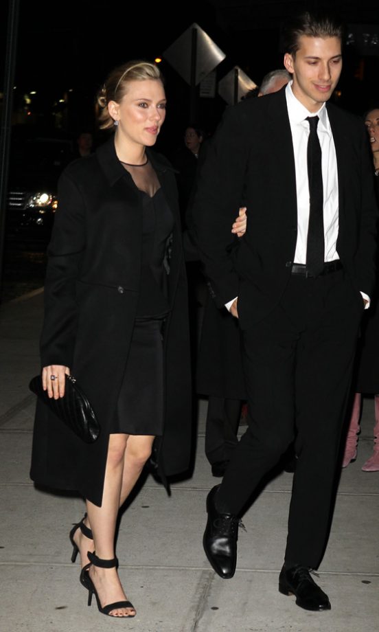 Scarlett Johansson And Her Borther Hunter Johansson Matched In Black, 2012