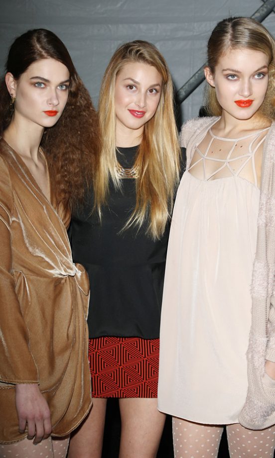Whitney Port Backstage With Her Models Just Before Her Whitney Eve Fashion Show AW12
