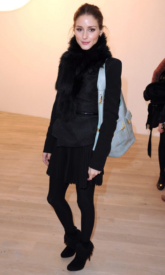 Olivia Palermo Worked Head-To-Toe Black At The Burberry Fashion Show AW12