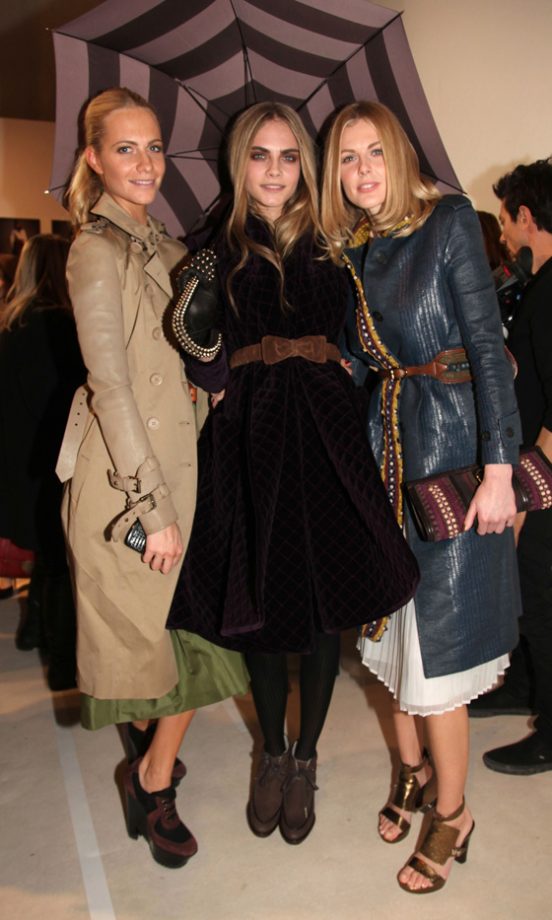 Poppy Delevigne, Cara Delevigne And Donna Air At The Burberry Prorsum Fashion Show AW12