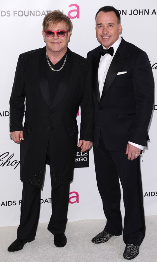 Sir Elton John And David Furnish At Elton's AIDS Foundation Oscar Party 2012