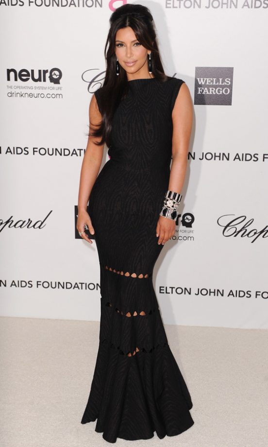 Kim Kardashian At Elton John's AIDS Foundation Oscar Party 2012