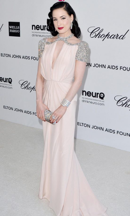 Dita Von Teese At Elton John's AIDS Foundation Oscar Party 2012