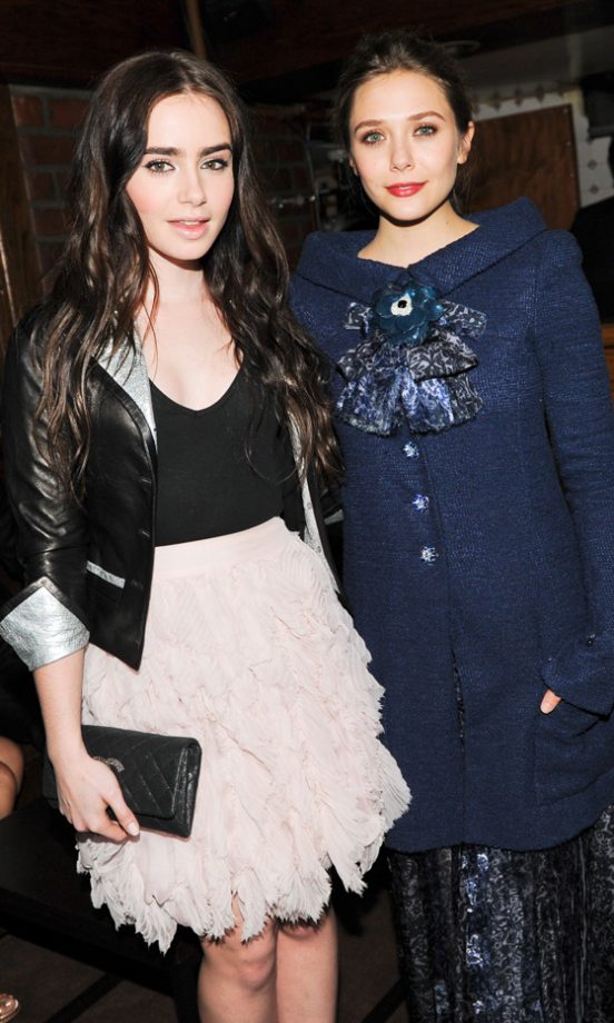 Lily Collins And Elizabeth Olsen At The Chanel Pre-Oscar Party 2012