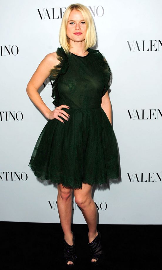 Alice Eve Goes For A Deep Forest Green Dress, 2012