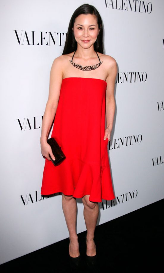 China Chow Shoes Off Her Lovely Complexion With A Bright Dress, 2012