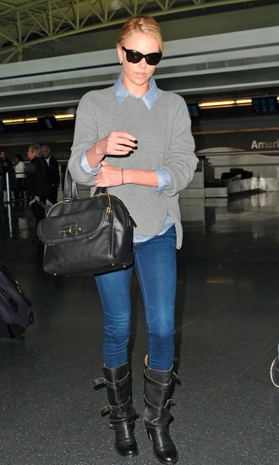 Charlize Theron Does Off-Duty Double Denim