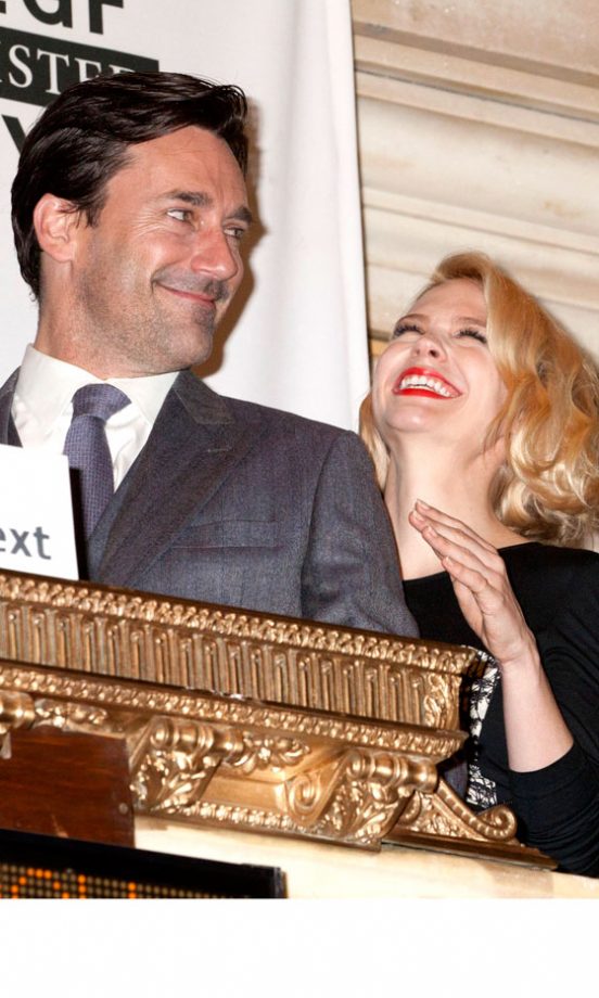 Jon Hamm Gives January Jones A Case Of The Giggles At Mad Men Opening, 2012