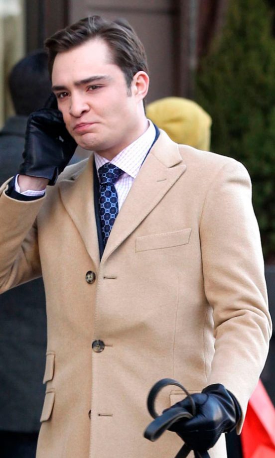 Ed Westwick Looks Dapper On The Gossip Girl Set In A Camel Coat, 2011