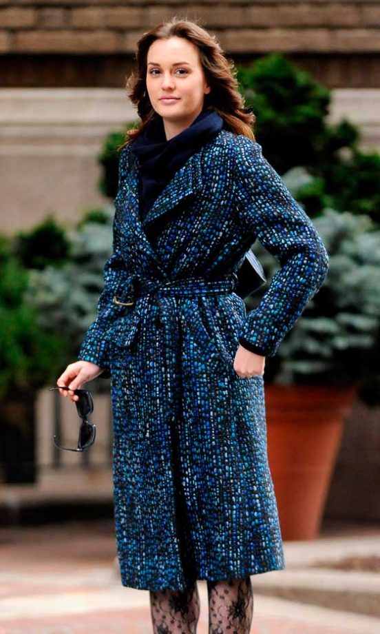 Leighton Meester In A Dries Van Noten Coat On The Set Of Gossip Girl, March 2012