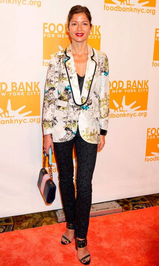 Jill Hennessy Rocks A Floral Tuxedo Jacket To Break Up Her Outfit, 2012