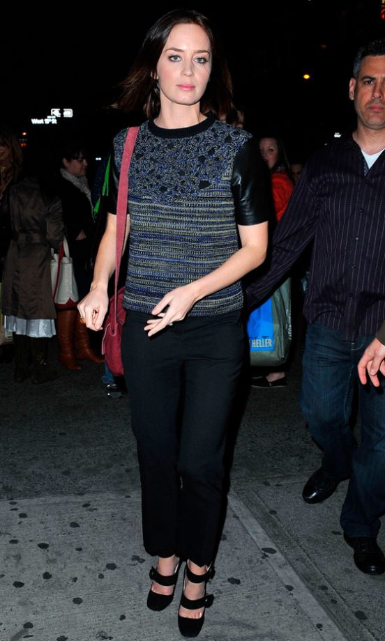 Emily Blunt Chooses Sleek Dark Pieces For An Understated Look. 2012