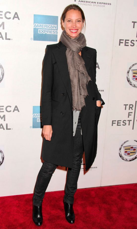 Christy Turlington Does Sleek Charcoal Winter Wear, 2012