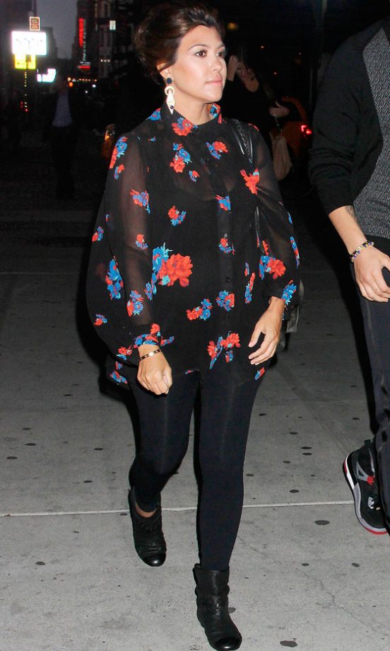 Kourtney Kardashian Flaunts Her Bump In Dark, Whimsical Florals, 2012