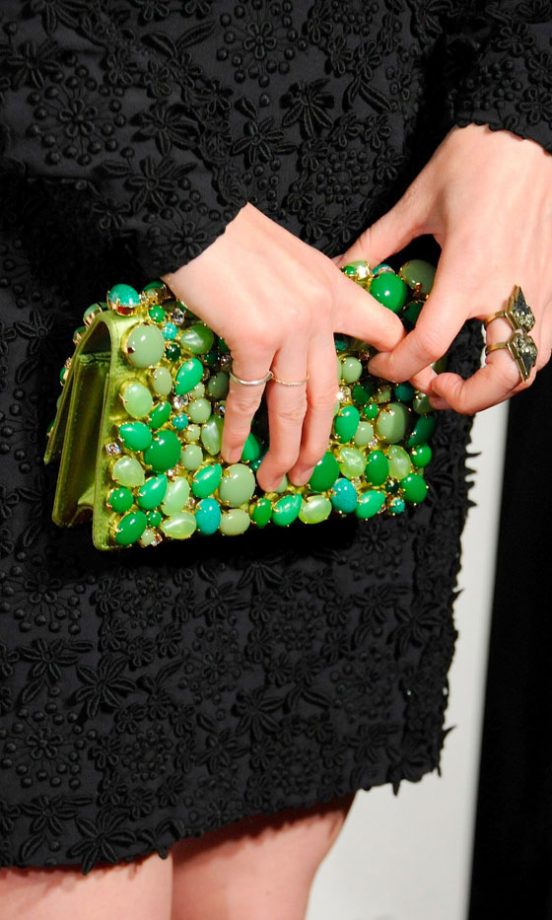 Kate Mara Easily Had The Best Clutch Bag, We Love The Green Jewels! 2012