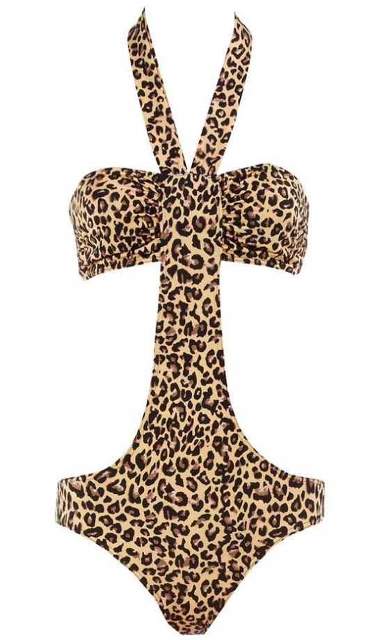 Dorothy Perkins Gold Leopard Cut Out Swimsuit, £24