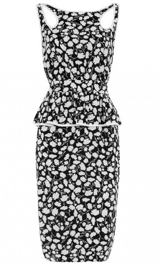 Dorothy Pekins Black And White Floral Peplum Dress, £38