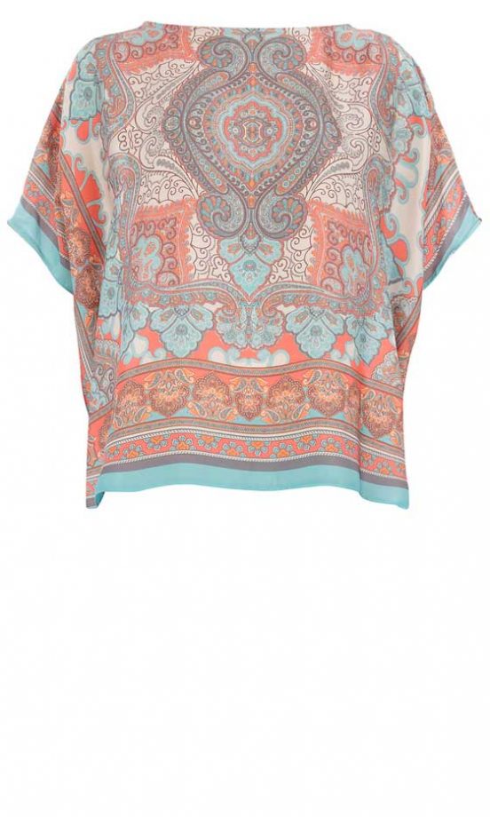 Dorothy Perkins Coral And Blue Scarf Print Top, £30