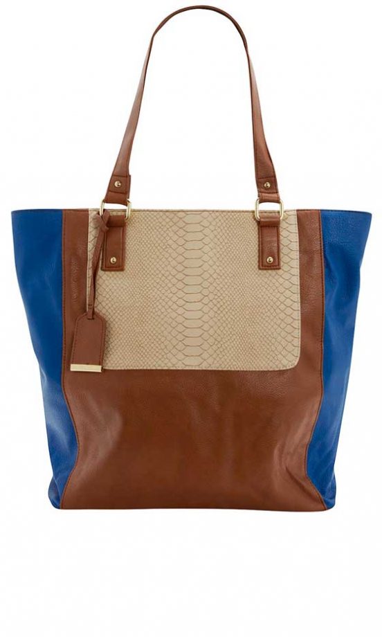 Dorothy Perkins Tan And Blue Panel Shopper, £19.50