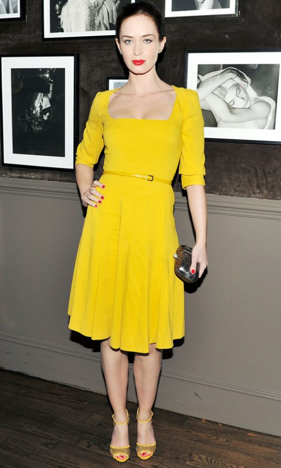 Emily Blunt Pulls Off Bright Yellow Like A Pro, 2012