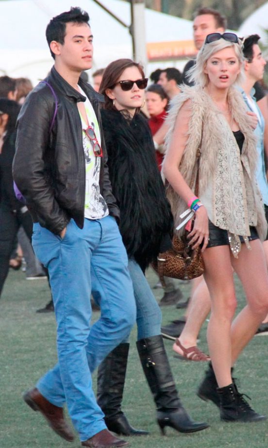 Emma Watson Channels Kate Moss With Heeled Boots, Shades And A Shaggy Fur, 2012