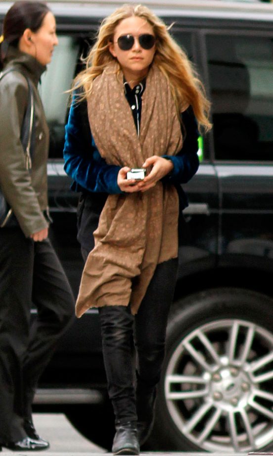 Mary-Kate Olsen Steps Out In New York Wearing Velvet And Leather, 2012