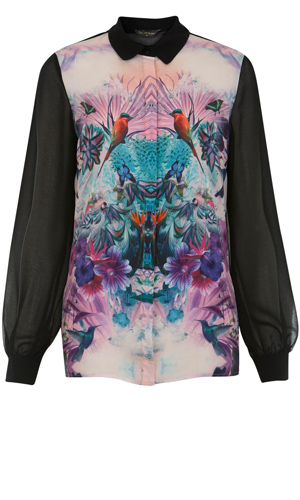 Tropical bird print shirt from Miss Selfridge's Designed By collection