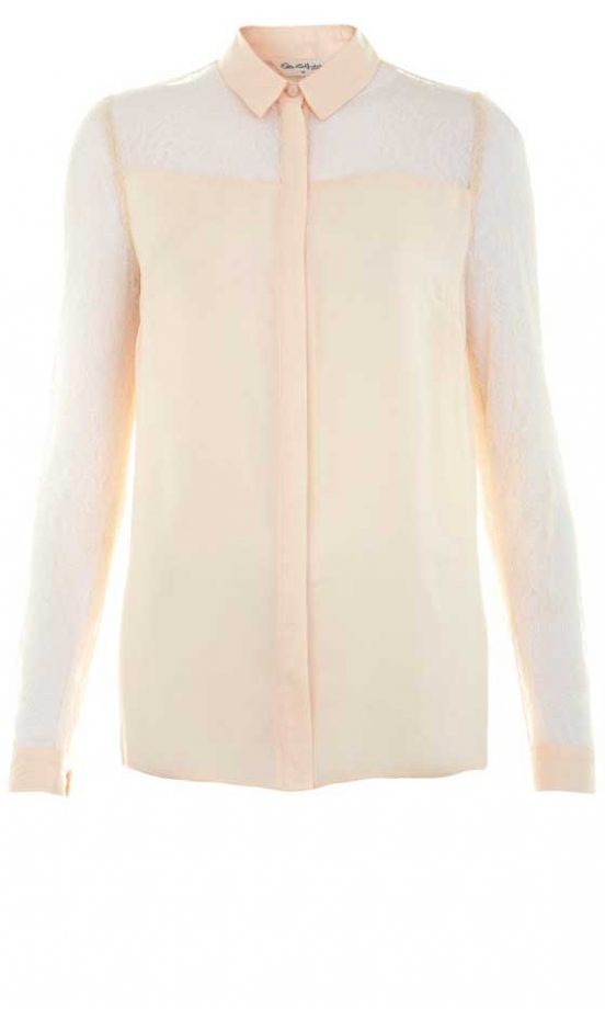 Miss Selfridge Cream Lace Panel Shirt, £37