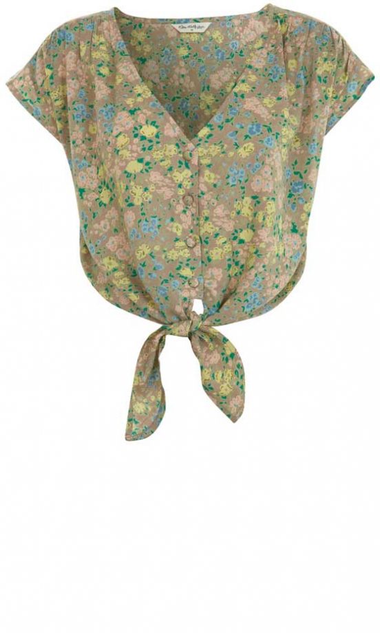 Miss Selfridge Ditsy Floral Tie Front Tee, £29