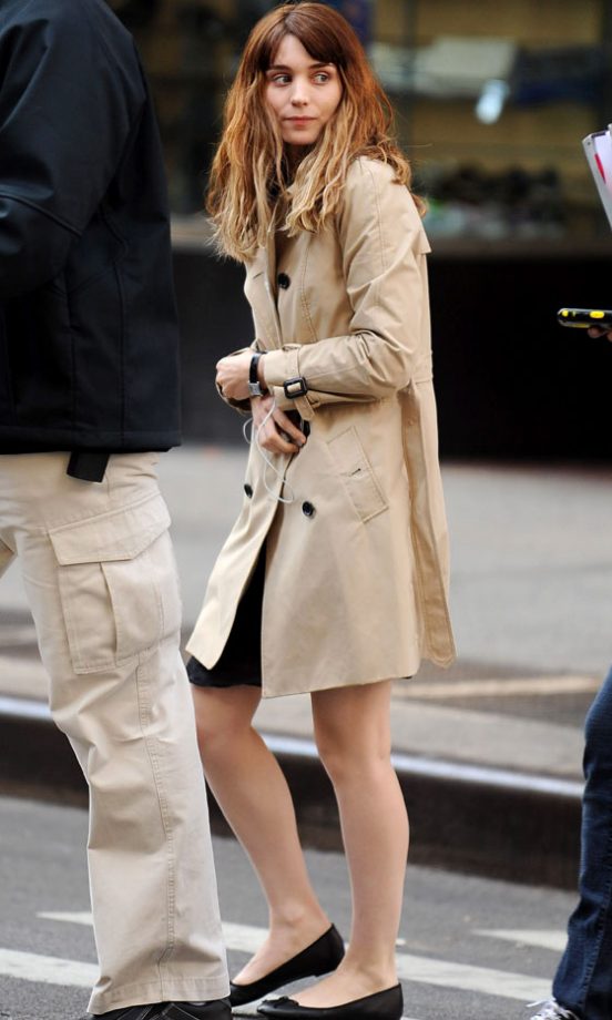 Rooney Mara Looks Chic In A Classic Trench And Dip Dye Hair, 2012