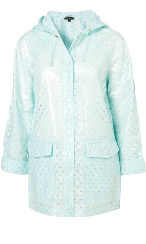 Topshop pastel blue with crochet detail rain mac, £56