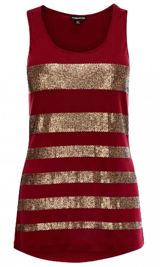 Warehouse Sequin Stripe Top, £28