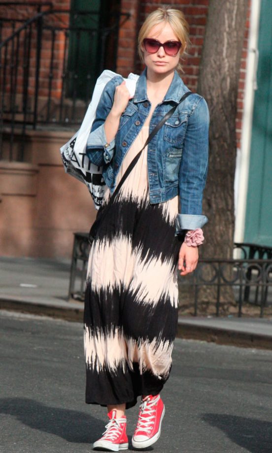 Olivia Wilde Does Out And About City Chic In Converse And A Maxi Dress, 2012