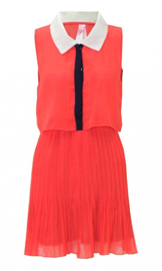 Pop Couture Coral Pleated Dress, £21
