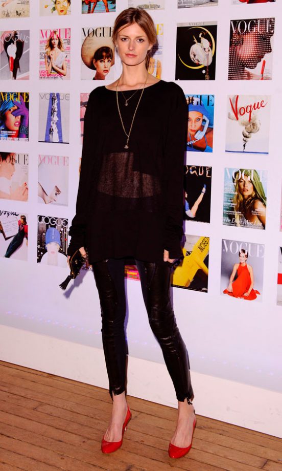 Jacquetta Wheeler Breaks Up Her Black Outfit With Scarlet Pumps, 2012