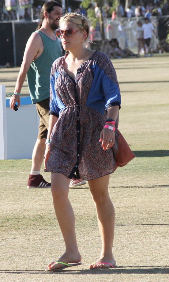 Busy Philipps Clashes A Printed Shirt And Neon Sandels, 2012