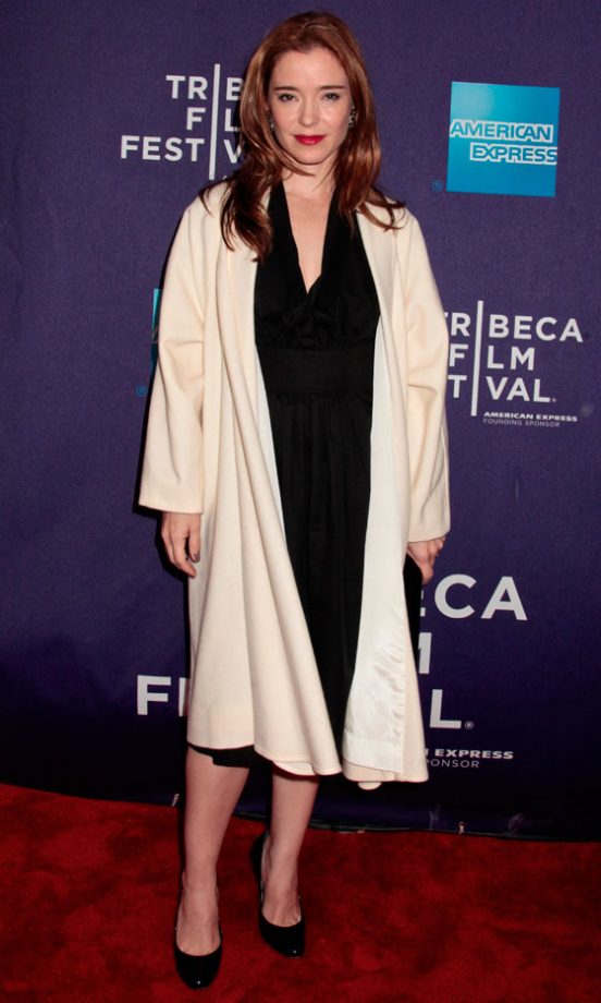 Marguerite Moreau Does A Sleek Evening Cover-Up With This Soft Cream Jacket, 2012