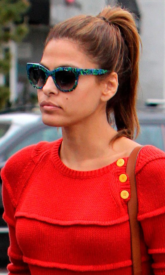 Eva Mendes Popped Her Hair Into A High Ponytail For A Casual Look, 2012