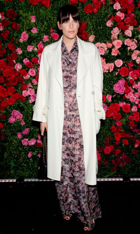 Liv Tyler Opts For A Classic White Coat For An Evening Cover Up, 2012