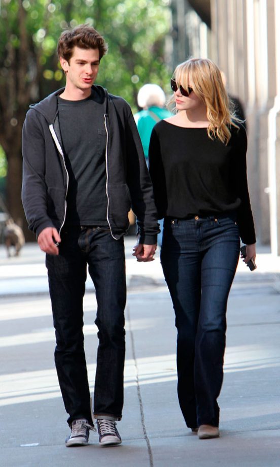 Emma Stone Kept Her Look Low-Key And Casual In A Black Jumper And Jeans, 2012