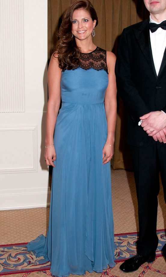 Princess Madeleine Of Sweden Oozed Glamour In This Dusky Blue Gown With Lace Detail, 2012