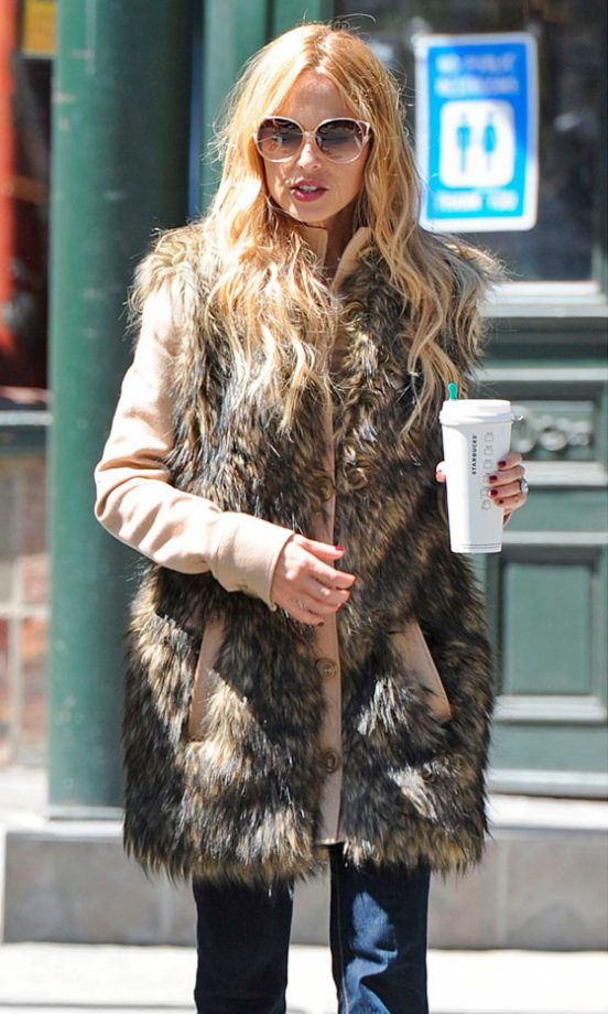 Rachel Zoe Wrapped Up Against The Cold In An Oversized Fur Jacket, 2012