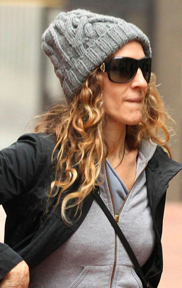 Sarah Jessica Parker Accessorized With A Cute grey beanie Hat, 2012