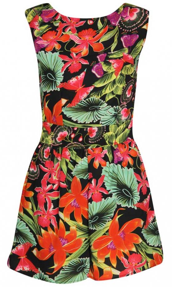 Boohoo Butterfly Crepe De Chine Open Back Playsuit, £25