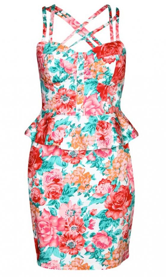 Boohoo Floral Peplum Dress, £20