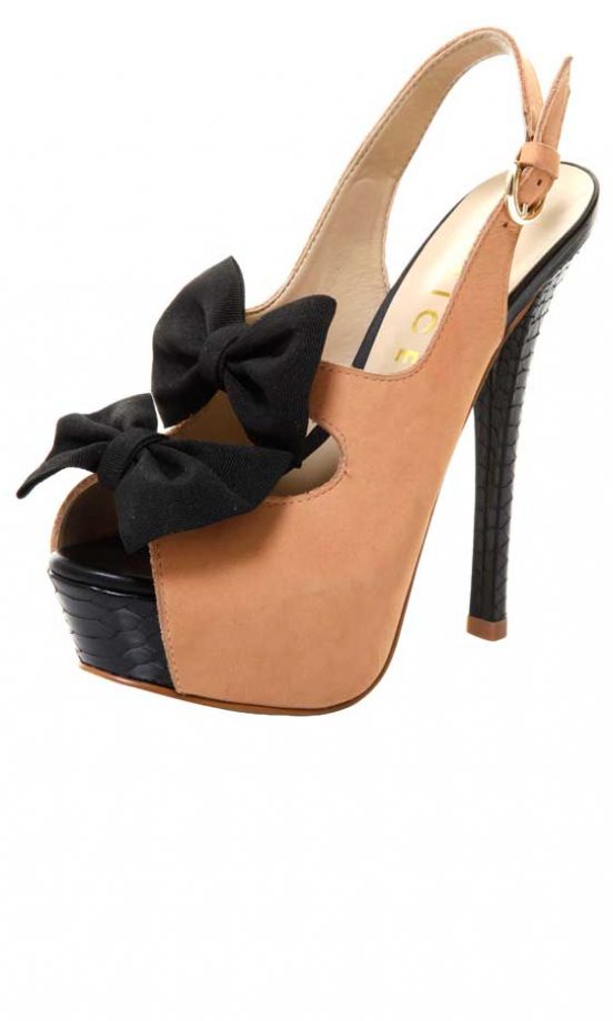 Office Nude And Black Bow Heels, £75