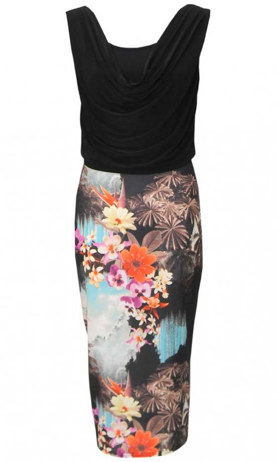 Pop Couture Cowl Neck Floral Midi Dress, £14