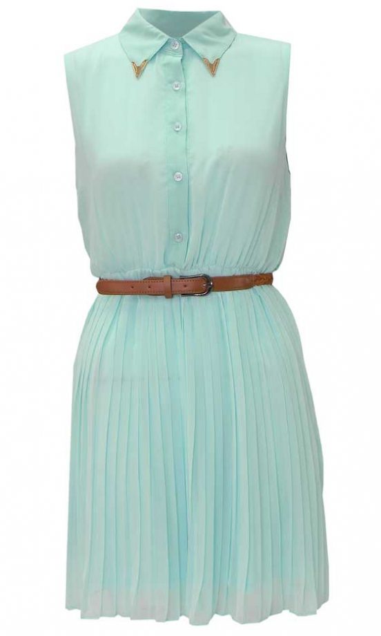 Pop Couture Mint Pleated Shirt Dress, £23