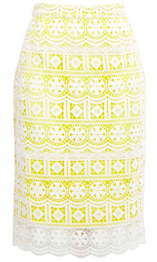 Warehouse Lace Pencil Skirt, £60