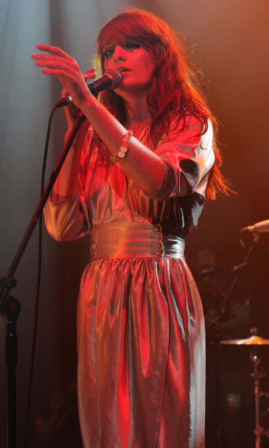 Florence Welch On Stage At The iTunes Festival Wearing A Gold Jumpsuit, July 2008